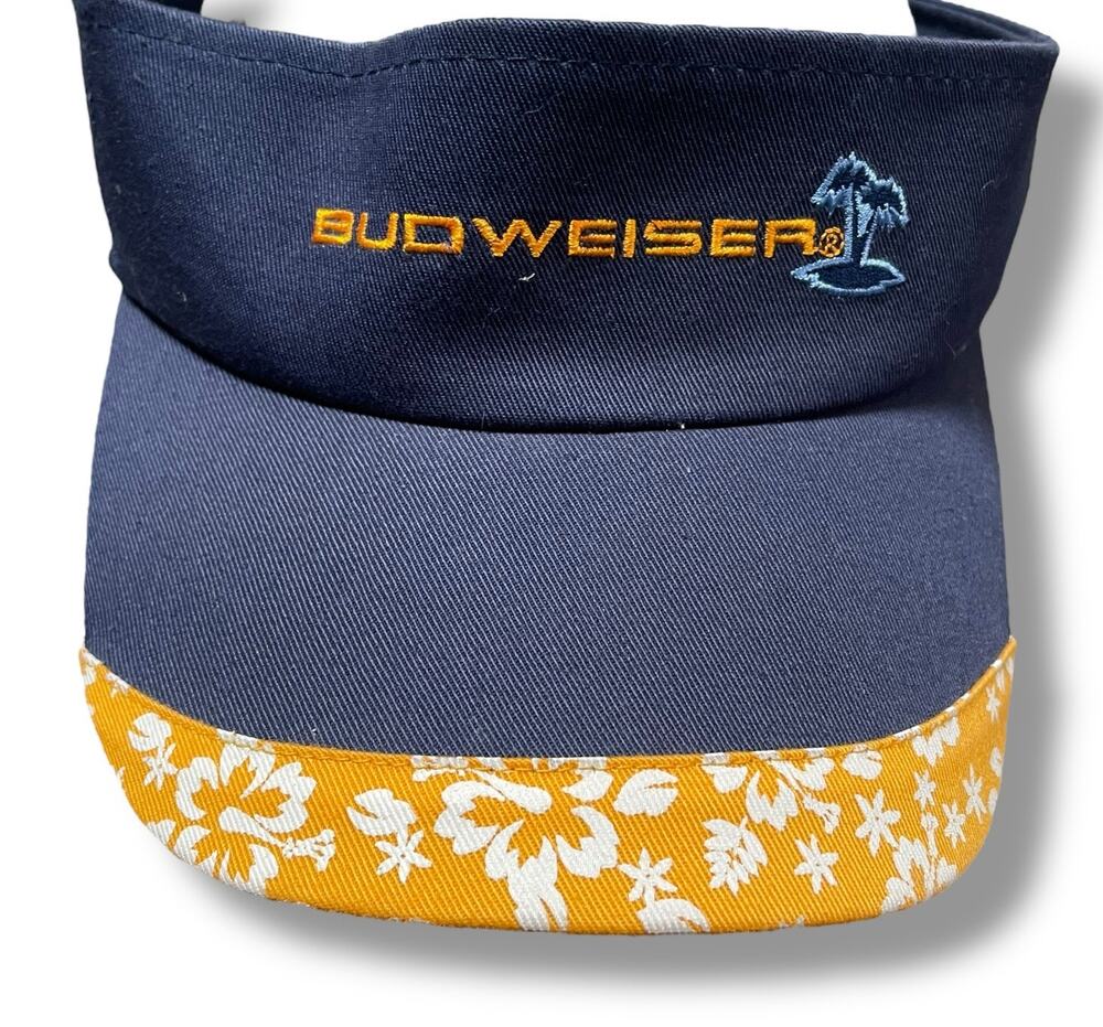 Budweiser Visor Hat 2002 Promo Black Yellow Anheuser Busch Beer Racing Vintage